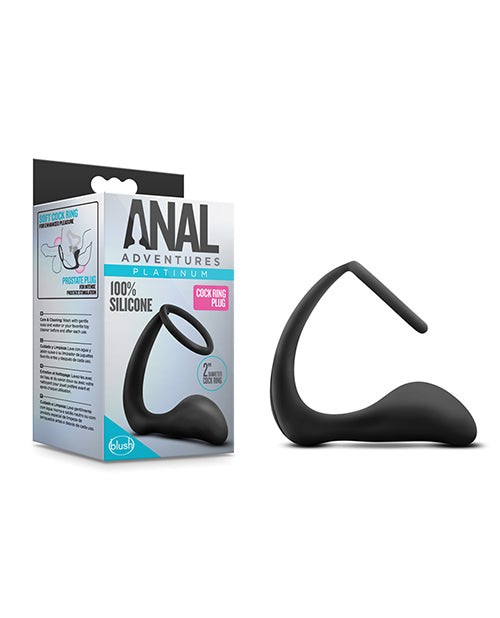 Blush Anal Adventures Cock Ring Plug - Black - Casual Toys