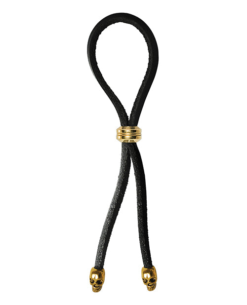 Bolo Cock Ring Leather Lasso Bead Slider W/skull Tips - Casual Toys