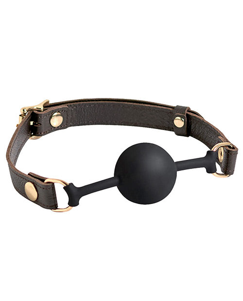 Spartacus Silicone Ball Gag - Brown Leather Strap Ball - Casual Toys