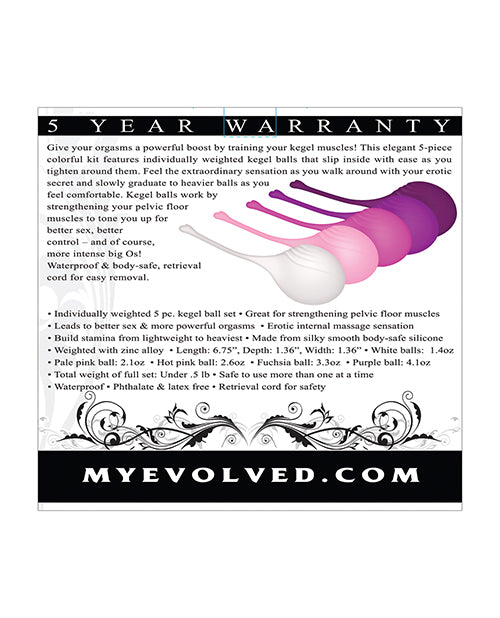 Evolved Tight & Delight 5 Pc Weighted Kegel Ball Set - Assorted Colors - Casual Toys