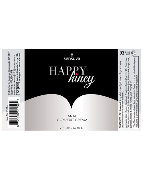 Sensuva Happy Hiney Anal Comfort Cream - 2 Oz - Casual Toys