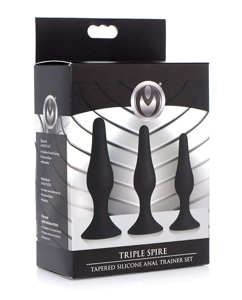 Master Series Triple Tapered Silicone Anal Trainer - Black Set Of 3 - Casual Toys