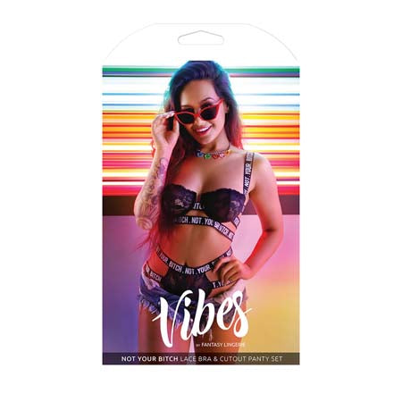 Vibes Not Your Bitch Bra-Panty Black M-L - Casual Toys