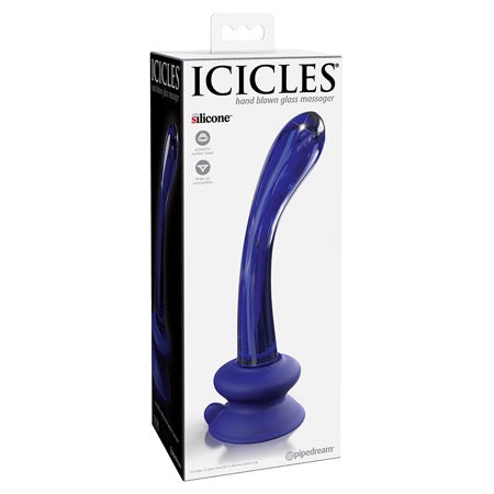 Icicles No. 89 - Glass Suction Cup G-Spot Wand - Blue - Casual Toys
