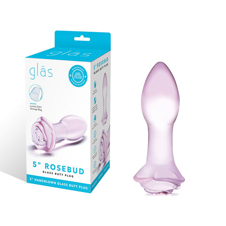 Glas 5" Rosebud Glass Butt Plug - Casual Toys