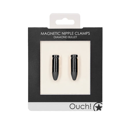 Ouch Magnetic Nipple Clamps - Diamond Bullet - Black - Casual Toys