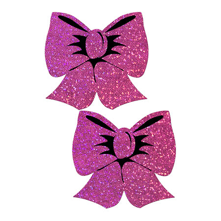 Pastease Bow: Hot Pink Glitter Bows Nipple Pasties