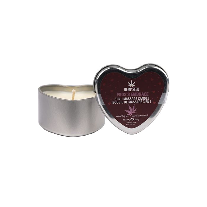 Earthly Body 2024 Valentines 3 In 1 Massage Heart Candle - 4 Oz