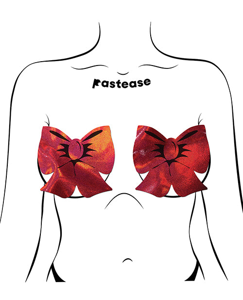 Pastease Coverage Holographic Bow - Red O/S