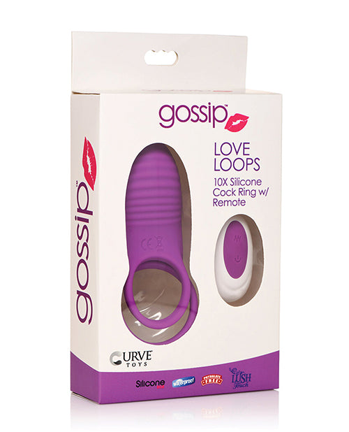 Curve Toys Gossip Love Loops 10x Silicone Cock Ring W/remote