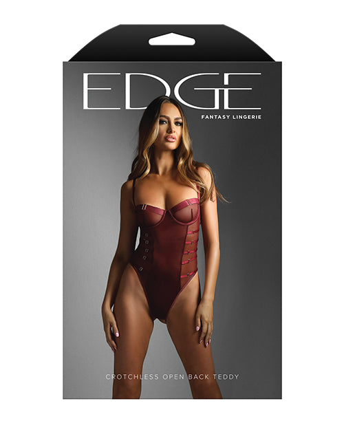 Edge Crotchless Underwire Mesh Teddy w/ Strappy Open Back - Wine