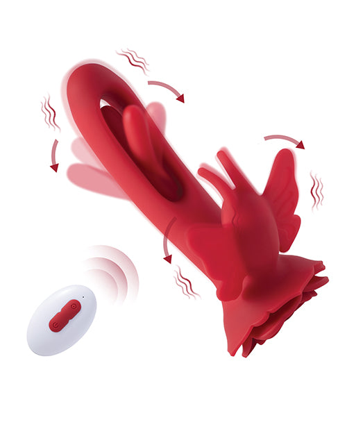 Layla Rosy Butterfly Clit Stimulator Flapping G-spot Vibrator - Red