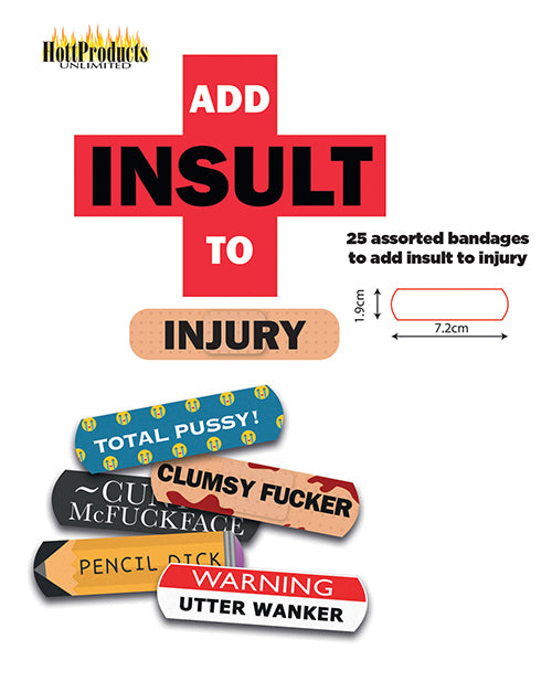 Add Insult To Injury Bandages W/assorted Sayings - Box Of 25