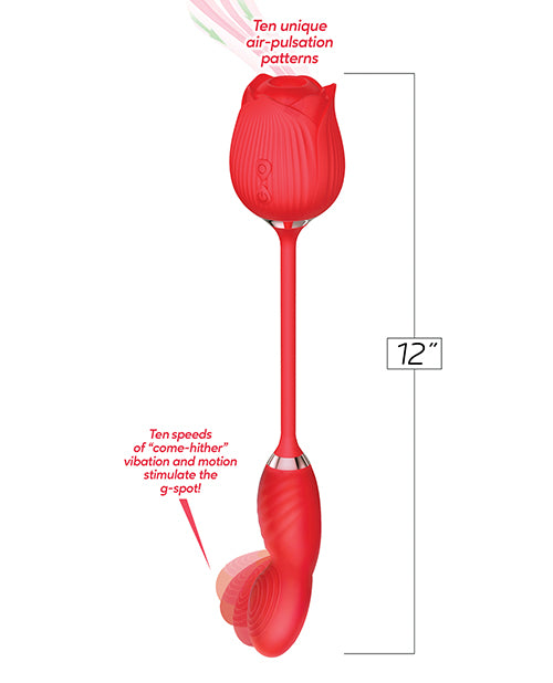 Wild Rose Suction & Come Hither Vibrator - Red