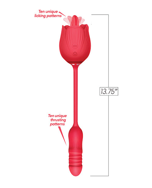 Wild Rose Licking & Thrusting Vibrator - Red