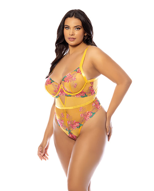 Elisabeth Unlined Underwire Embroidered Teddy - Yellow