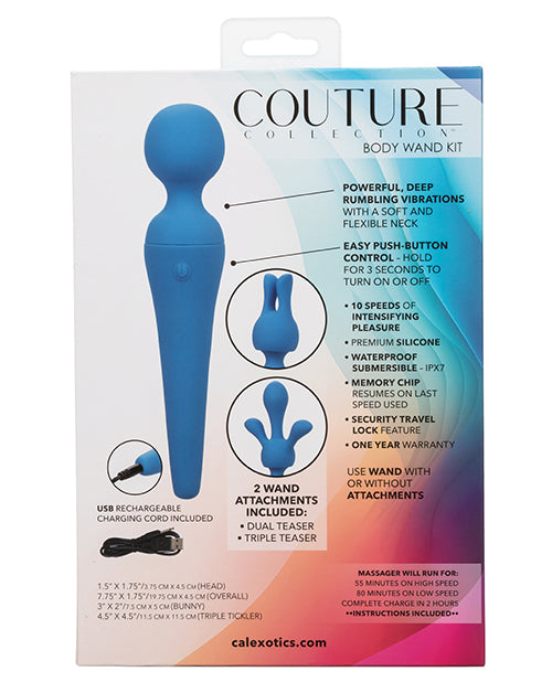 Couture Collection Body Wand Vibrator Kit - Blue