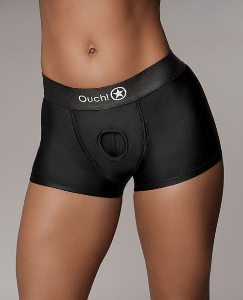 Shots Ouch Vibrating Strap On Boxer - Black