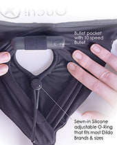 Shots Ouch Vibrating Strap On Thong W/adjustable Garters - Black