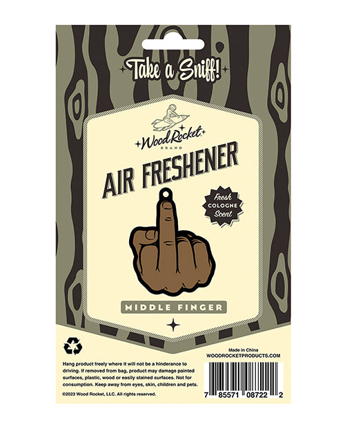 Wood Rocket Middle Finger Brown Air Freshener - Cologne