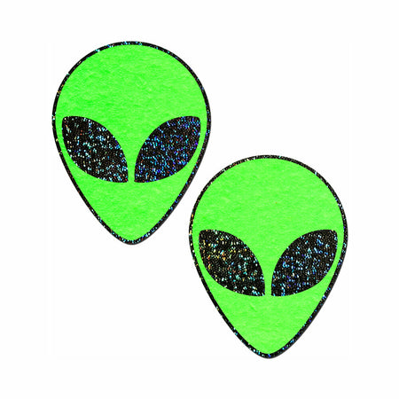 Pastease Glow-in-the-Dark Glitter Alien Pasties Green