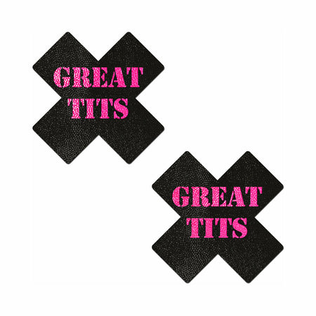 Pastease 'Great Tits' Crosses Pasties Black/Pink