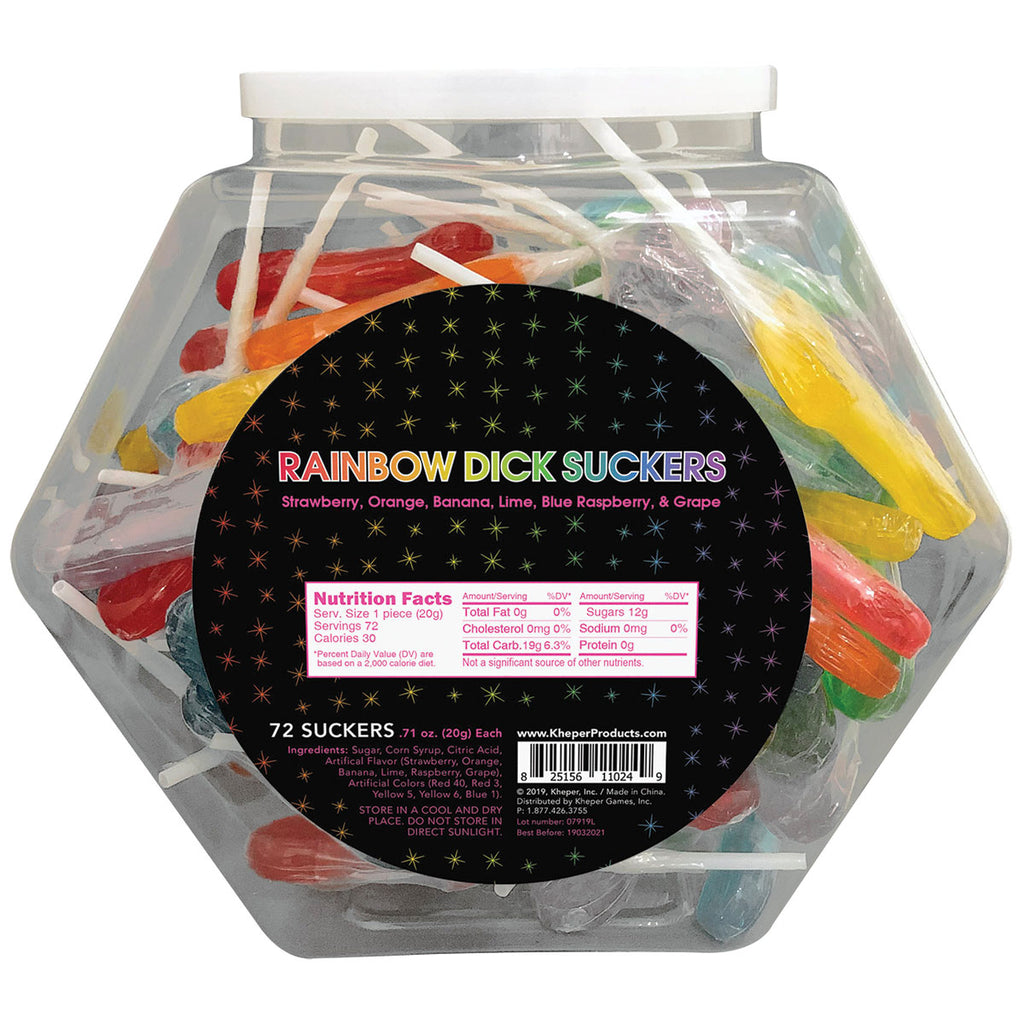 Rainbow D*ck Suckers Fishbowl 72ct. - Casual Toys