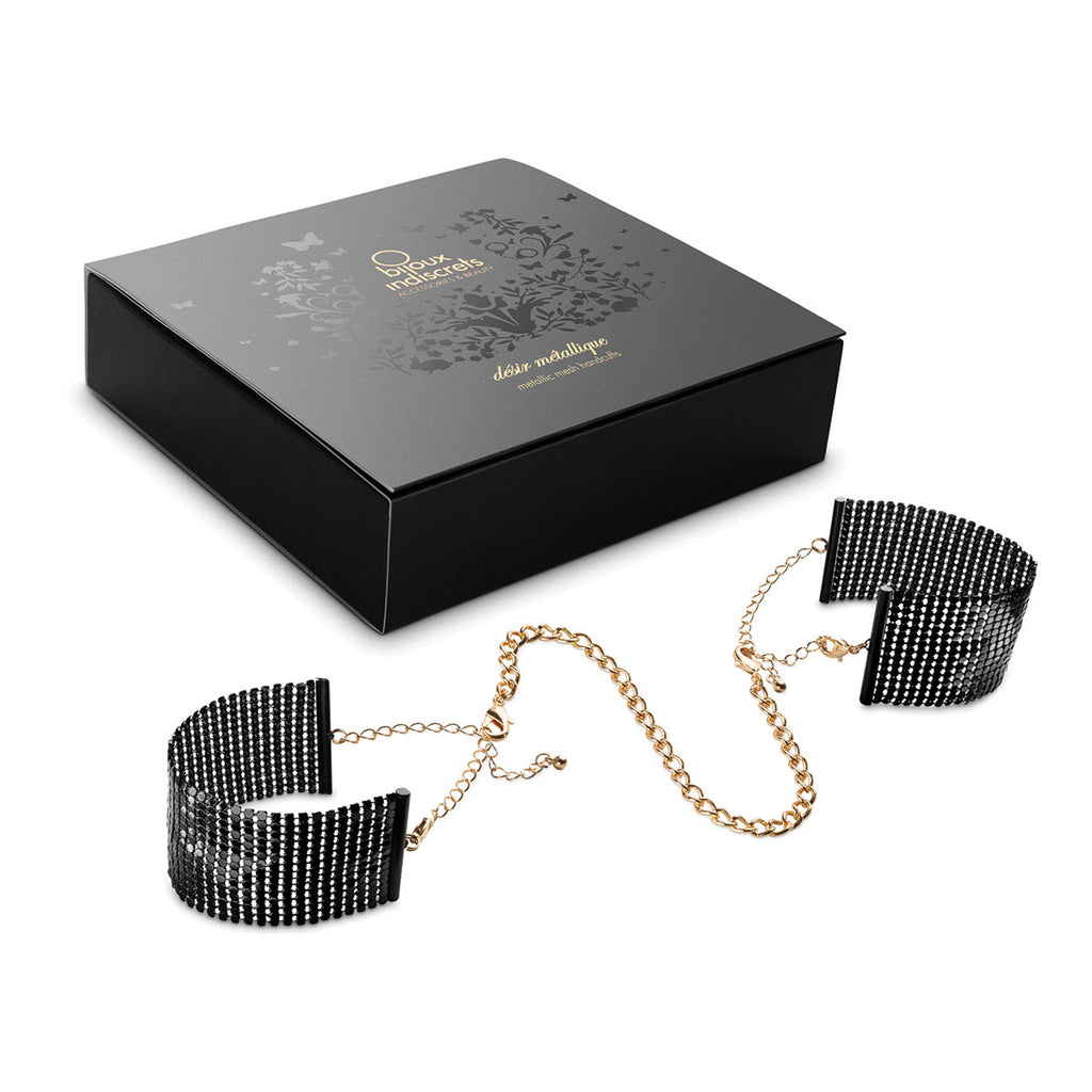 Bijoux Indiscrets Desir Metallique Mesh Handcuffs - Black - Casual Toys