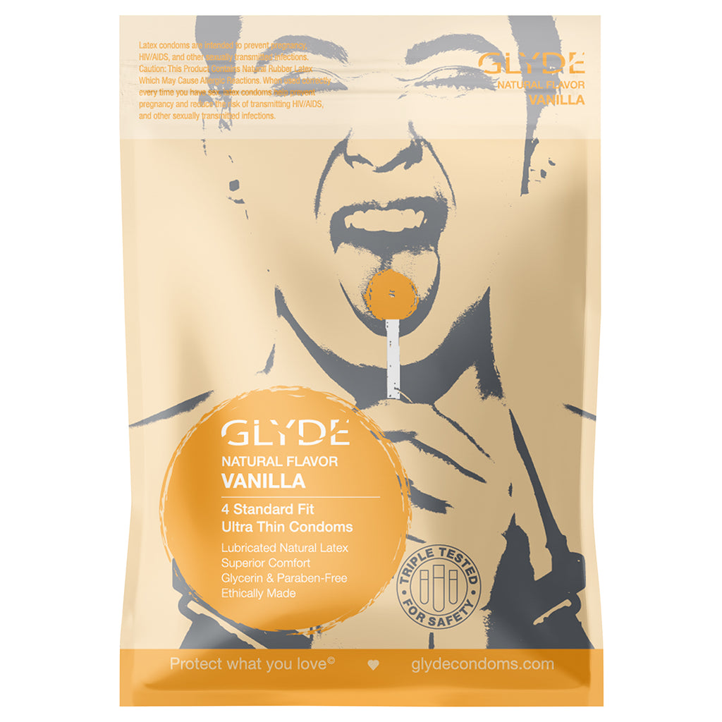 Glyde Organic Vanilla Condoms 4pk - Casual Toys