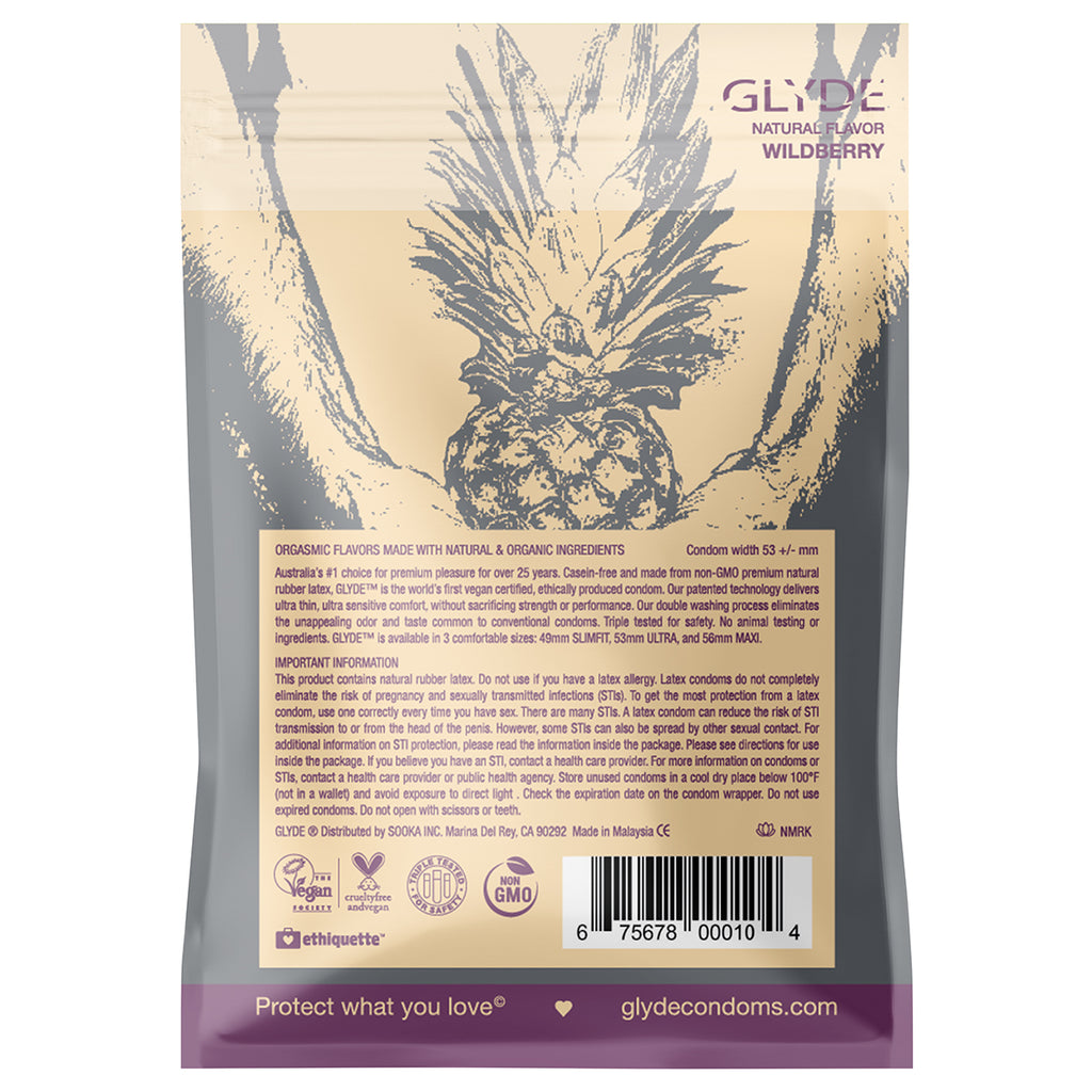 Glyde Organic Wildberry Condoms 4pk - Casual Toys