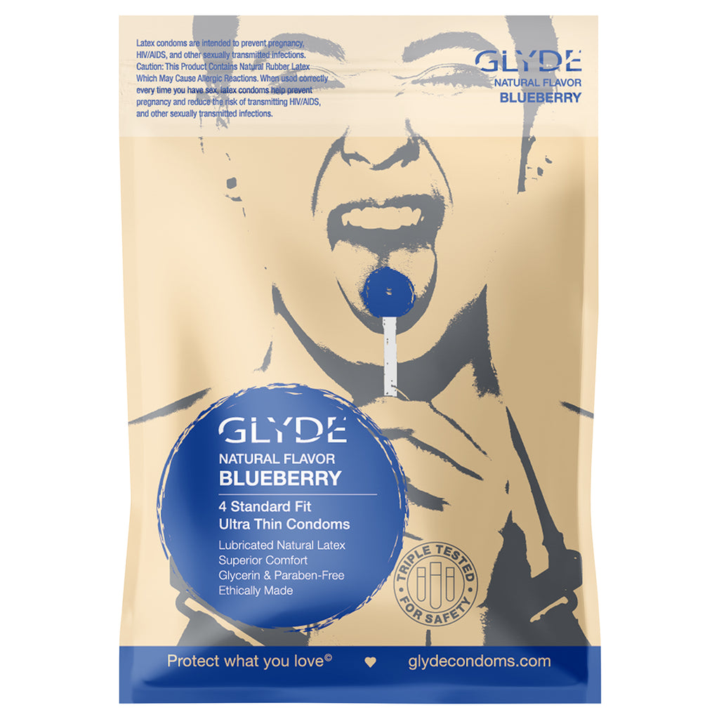 Glyde Organic Blueberry Condoms 4pk - Casual Toys