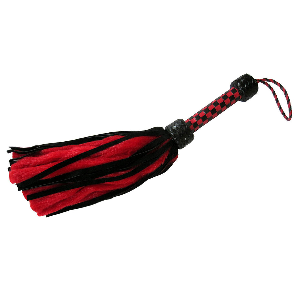 Suede and Fluff MINI Flogger - 18" - Red-Black - Casual Toys