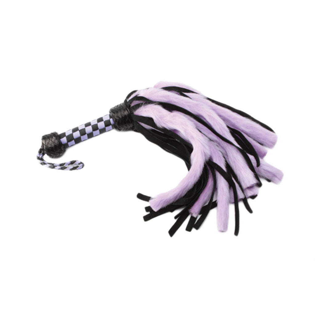 Suede and Fluff MINI Flogger - 18" - Purple-Black - Casual Toys