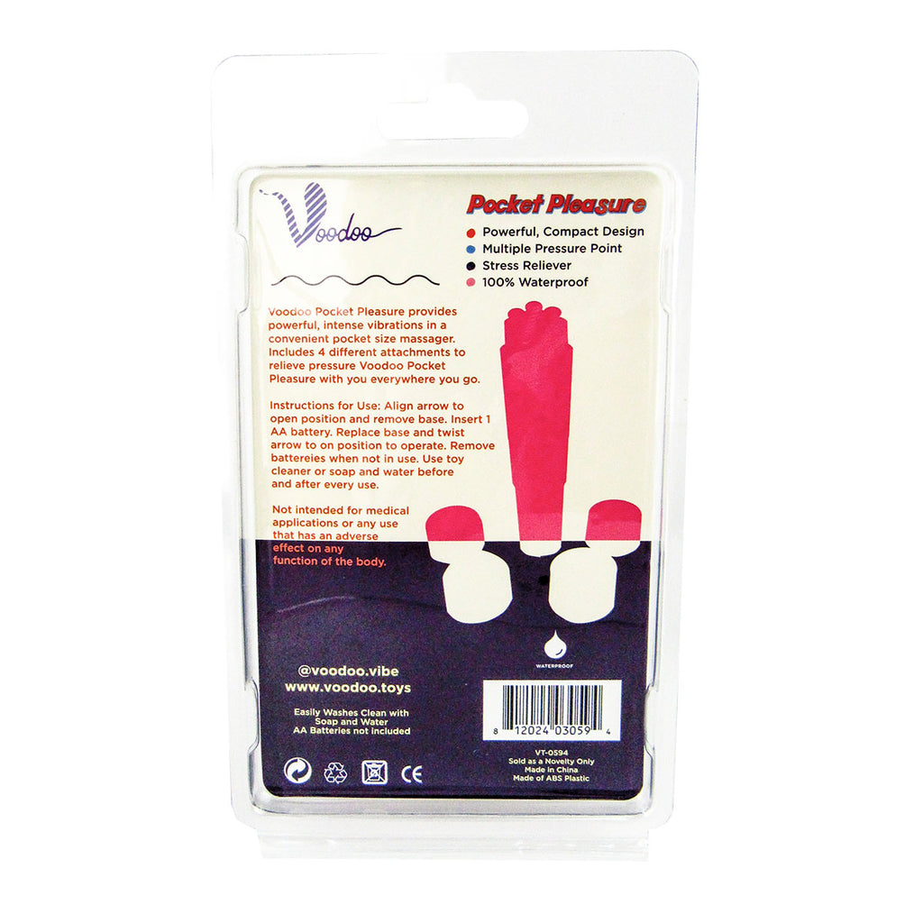 Voodoo Pocket Pleasure w- 4 Attachments - Pink - Casual Toys
