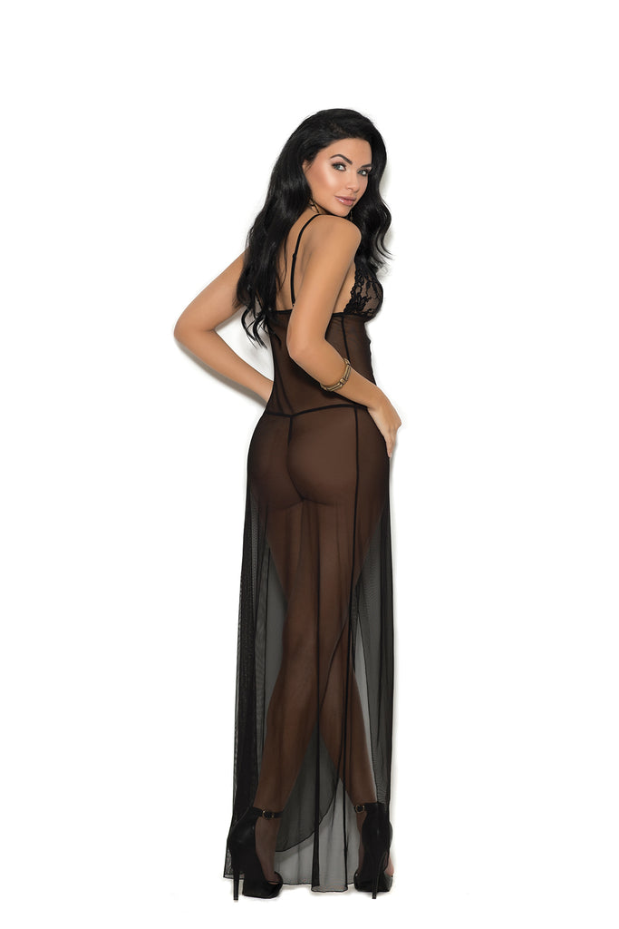 Long Mesh Gown W/lace Insert - Casual Toys