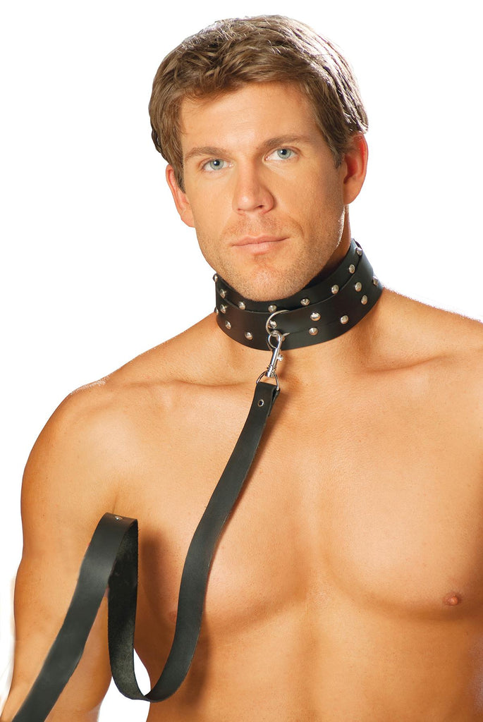 Leather Collar W- Studs And O - Casual Toys