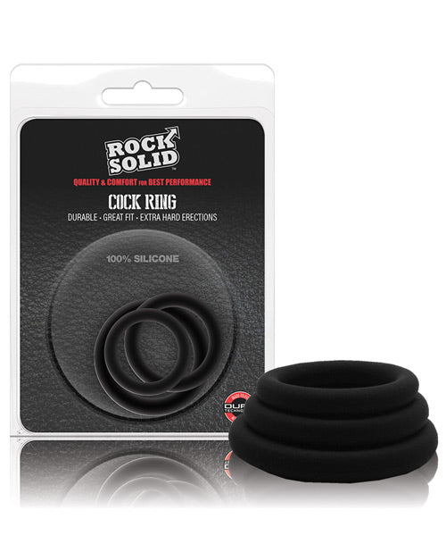 Rock Solid Tri-pack Silicone Gasket Cockrings - Black - Casual Toys