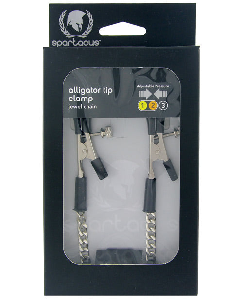 Spartacus Adjustable Alligator Nipple Clamps W-silver Chain - Casual Toys