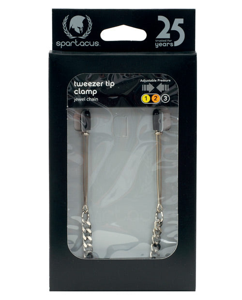 Spartacus Adjustable Tweezer Nipple Clamps W-jewel Chain - Casual Toys
