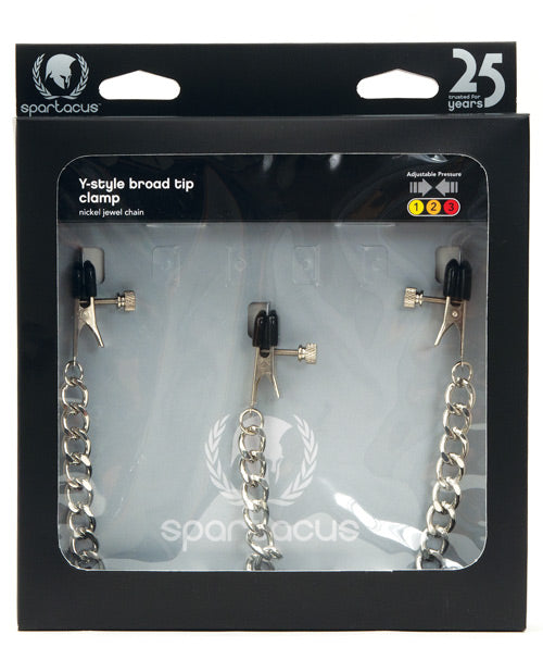 Spartacus Y-style Broad Tip Nipple Clamps & Clit Clamp - Casual Toys