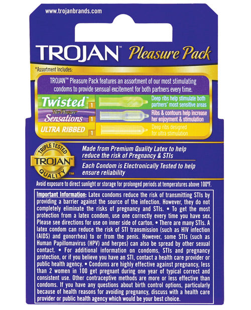 Trojan Pleasure Pack Condoms - Box Of 3 - Casual Toys