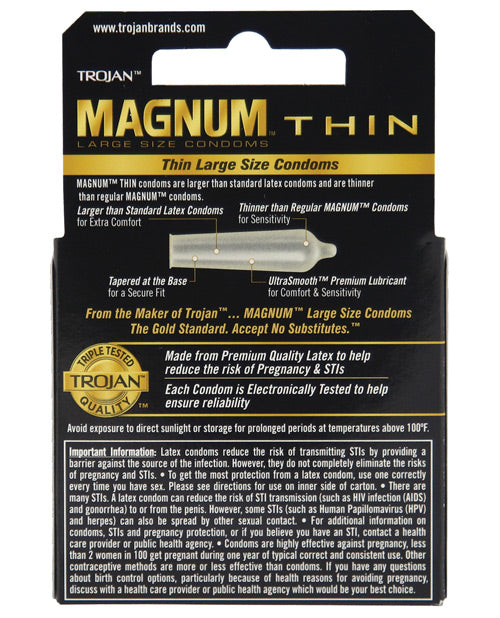 Trojan Magnum Thin Condoms - Box Of 3 - Casual Toys