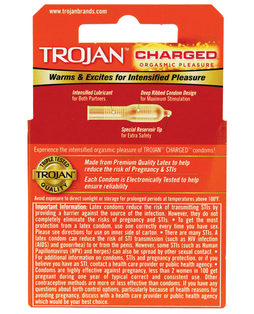 Trojan Intensified Charged Condoms - Box Of 3 - Casual Toys