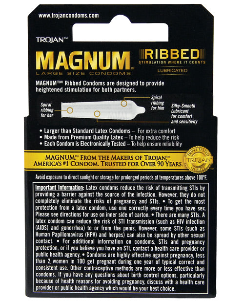 Trojan Magnum Ribbed Condoms - Casual Toys