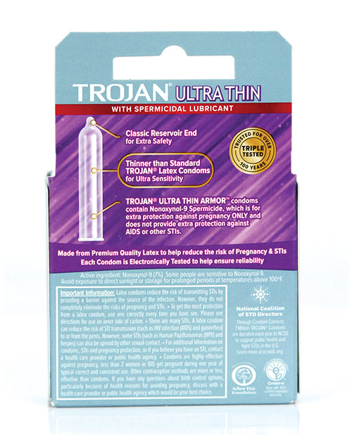 Trojan Ultra Thin Armor Spermicidal - Box Of 3 - Casual Toys