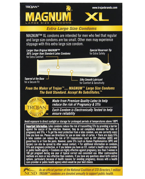Trojan Magnum Xl Lubricated Condom - Box Of 12 - Casual Toys