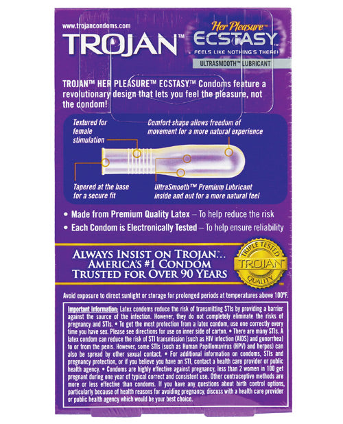 Trojan Her Pleasure Ecstasy Condoms - Box Of 10 - Casual Toys