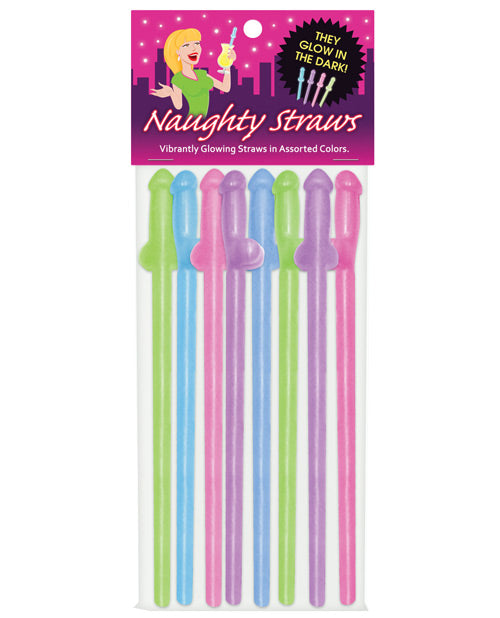 Glow In The Dark Penis Straws - Asst. Colors Pack Of 8 - Casual Toys