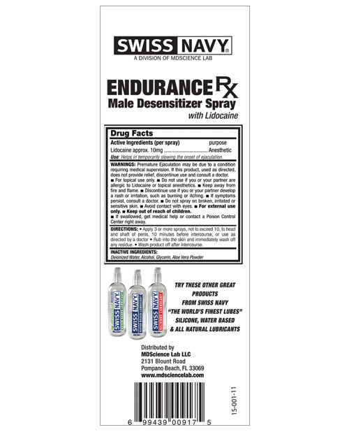Swiss Navy Endurance Male Desensitizer Spray - .5 Oz - Casual Toys