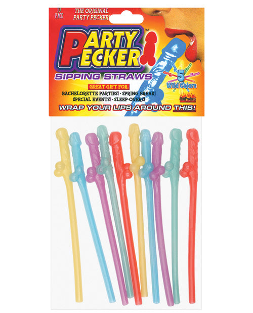 Party Pecker Straws - Asst. Colors Pack Of 10 - Casual Toys